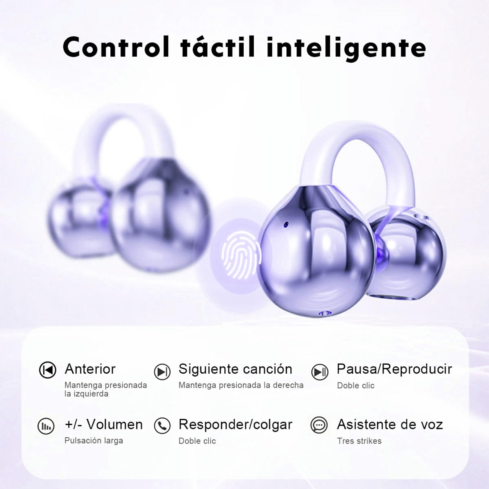 PTHTECHUS Audífonos Inalámbricos Bluetooth, Audífonos Deportivos 12mm Diafragmas con ENC, 30H Reproducción, IPX5, Compatibles con iPhone Android 5.4 Open-Ear, Llamadas nítidas (Púrpura)
