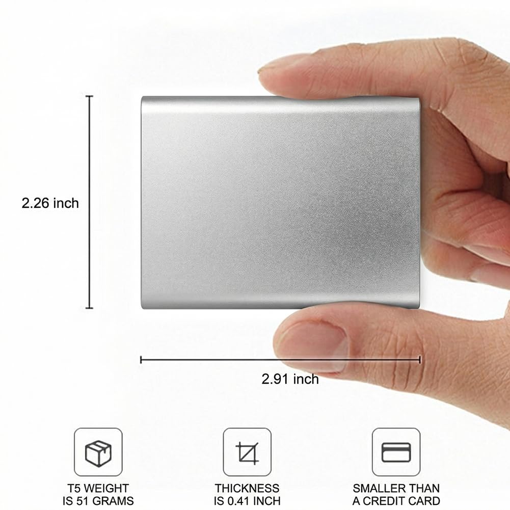 SSD portátil de 4 TB, unidad externa de estado sólido, expansión de almacenamiento de gran capacidad para teléfono y computadora, color plateado