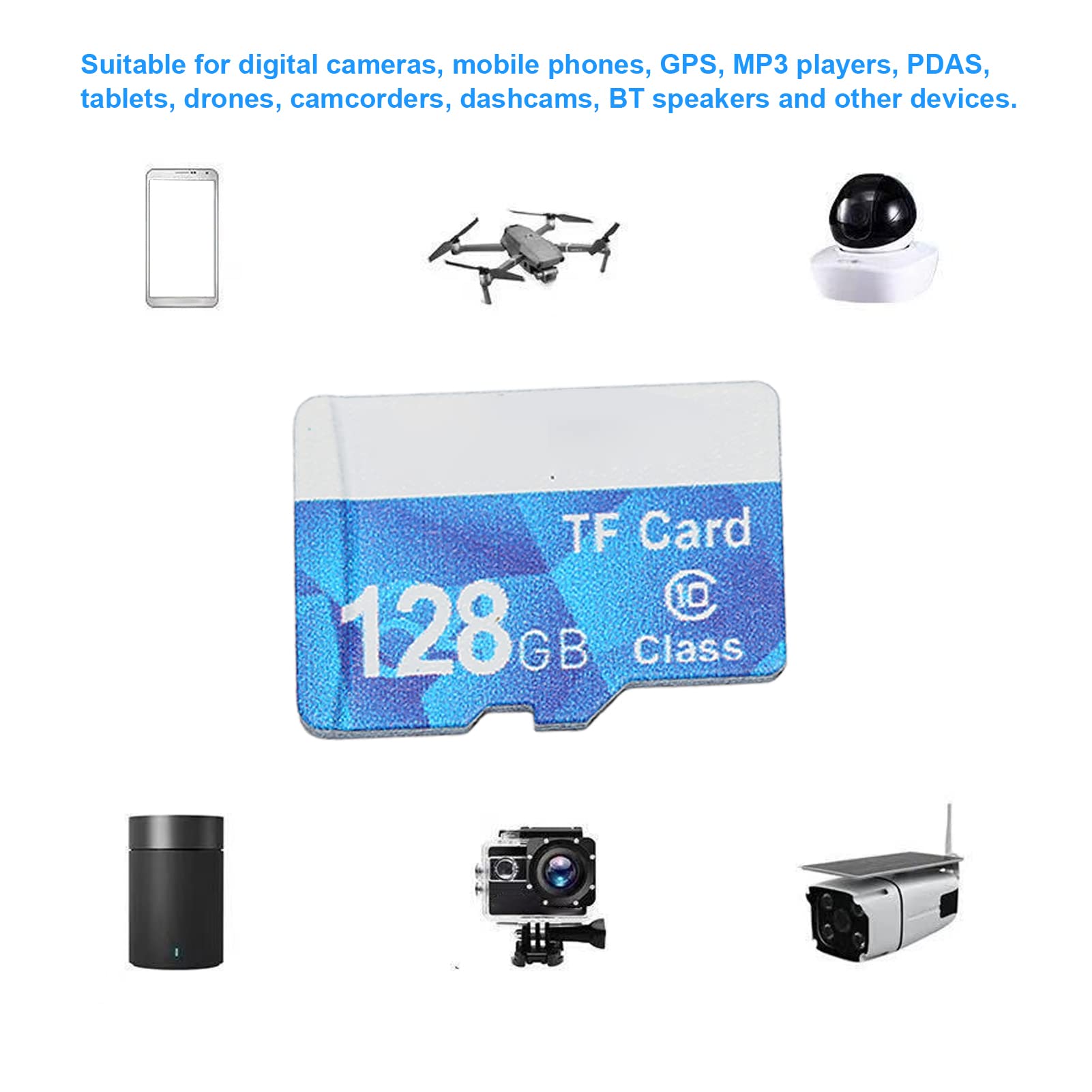 Yosoo Health Gear Tarjeta de Memoria Micro SD Clase 10 Alta Velocidad 128GB para Cámara, Deportes DV, Teléfono, Dash CAM, Endoscopio