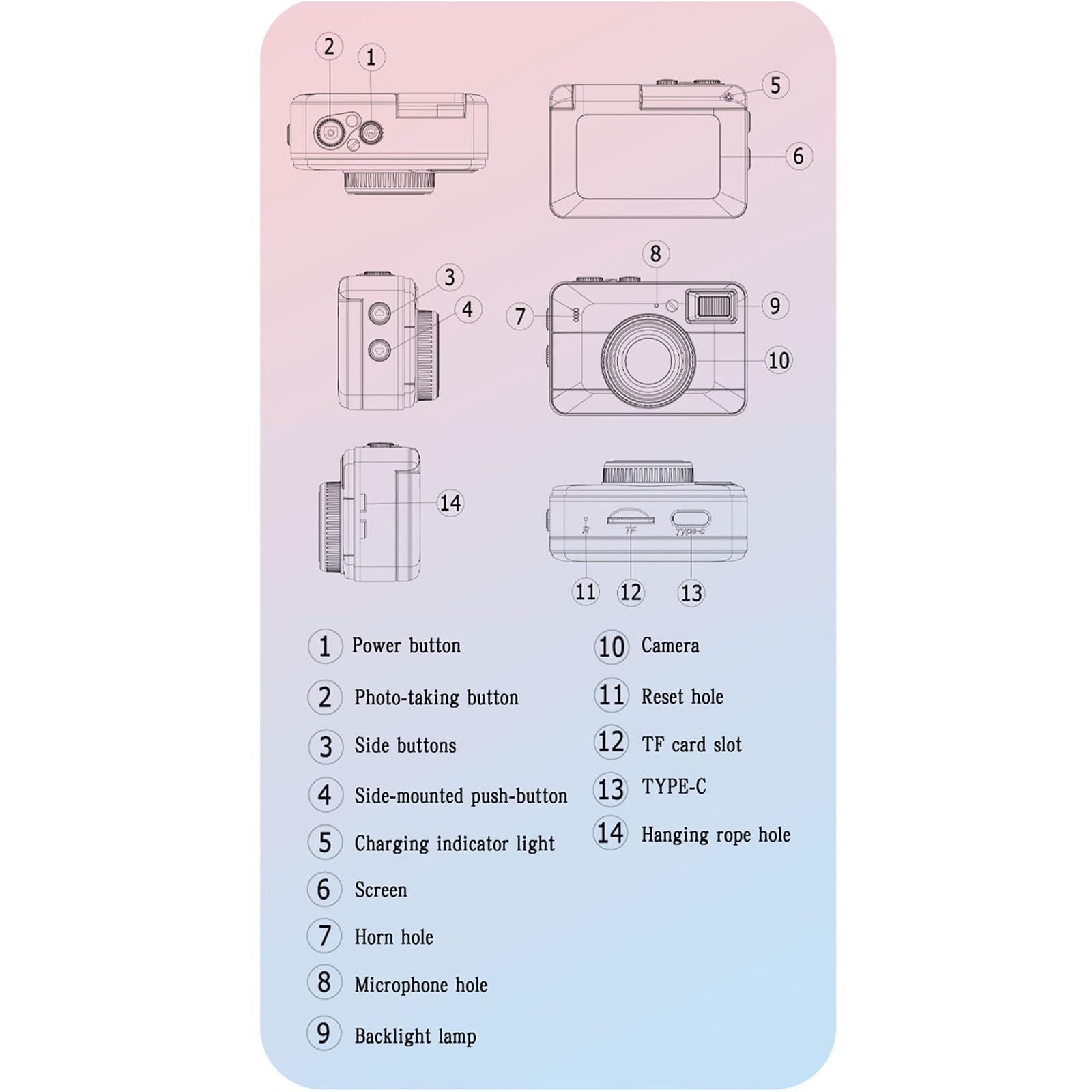 Pequeño llavero con cámara digital de 1080P y 16X ideal para videocámara viajes y Vlog Llavero pequeño digital