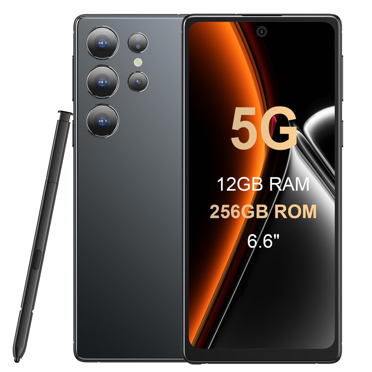 Fhrhig Celulares Inteligente Android 14, 256GB+8GB RAM Smartphone, 6.6" HD Celular con Batería, 21MP+8MP Cámara, Teléfonos con Dual SIM Dual Standby/Face ID/TF con S-Pen