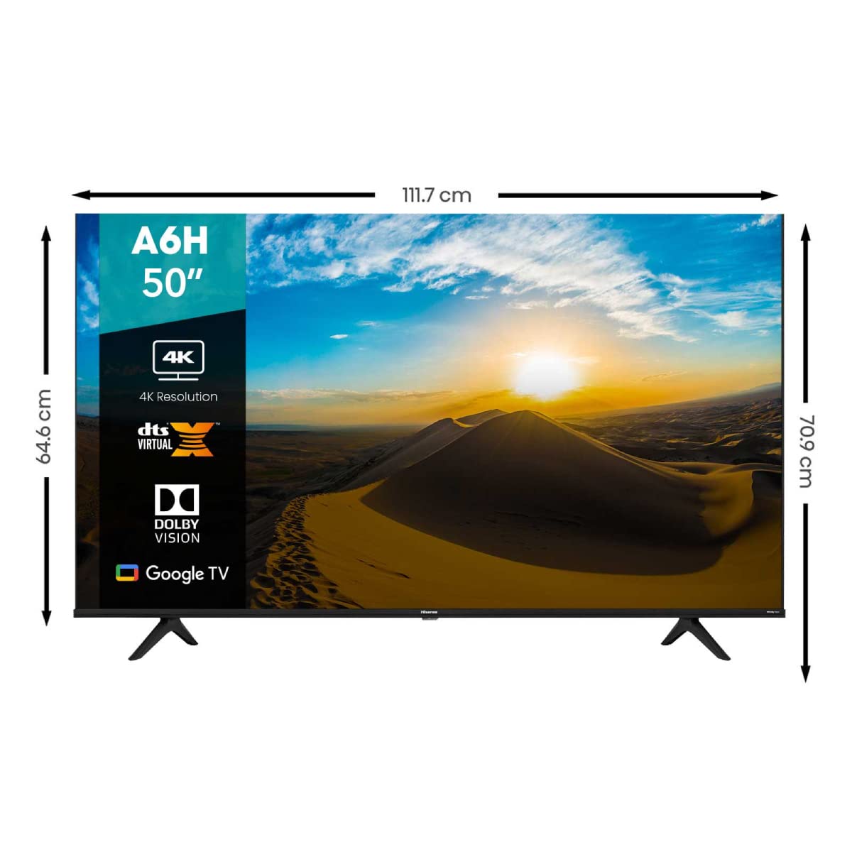 Hisense Pantalla 50" 4K Smart TV LED 50A6H Google TV