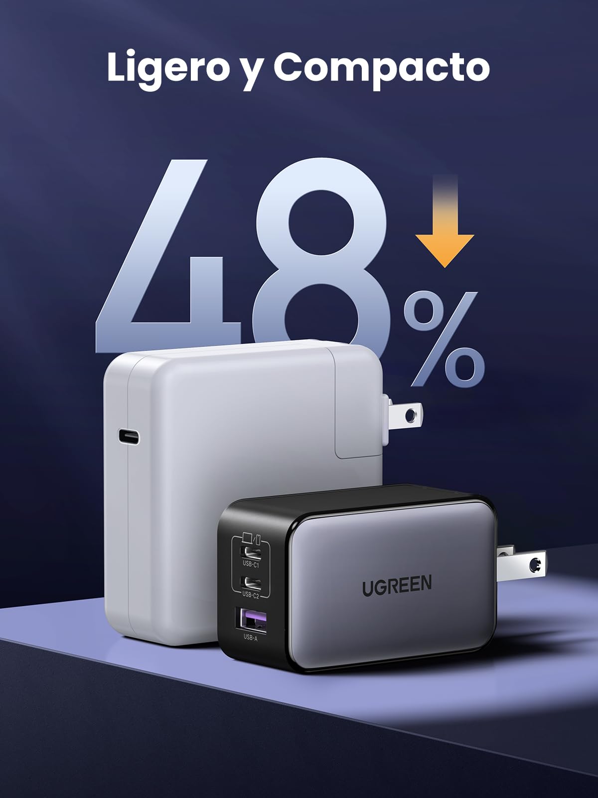 UGREEN Nexode 65W Cargador USB C GAN con 3 Puertos, Phone Charger Plegable y Portátil para Viajar Compatible con MacBook Pro/Air, DELL XPS, iPhone 15 14 Pro, iPad Pro, Galaxy S24, Pixel 7