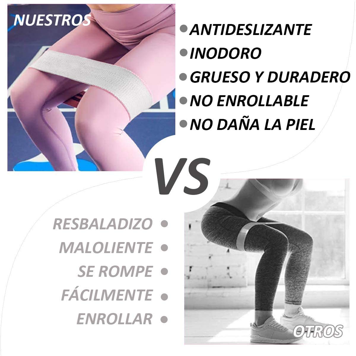 LETTURE Bandas de Resistencia Antideslizante con 3 Niveles, Set de 3 Banda Elastica Musculacion Fitness Bandas de Entrenamiento para Ejercicios de Gluteos, Piernas y Brazos, Yoga, Fitness, Crossfit
