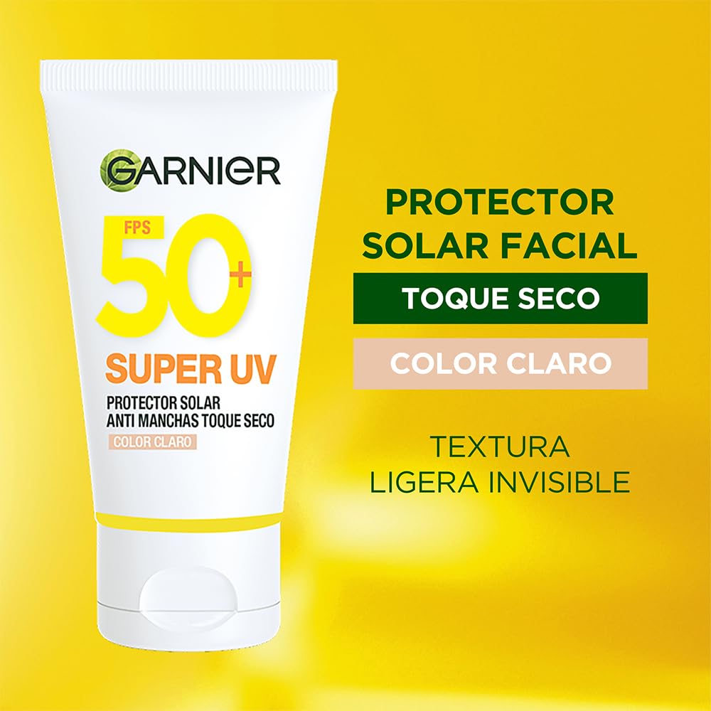 Garnier Protector Solar FPS50 Super UV Toque Seco Color Tono Claro 40ml