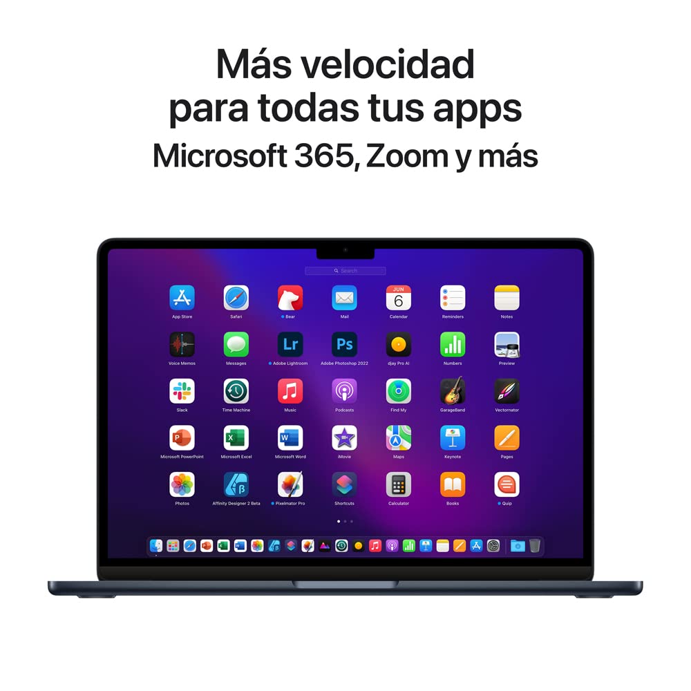 Apple MacBook Air (13.6 Pulgadas, 2022) con Chip M2, 24 GB RAM, 512 GB SSD, CPU de 8 núcleos/GPU de 10 núcleos - Medianoche