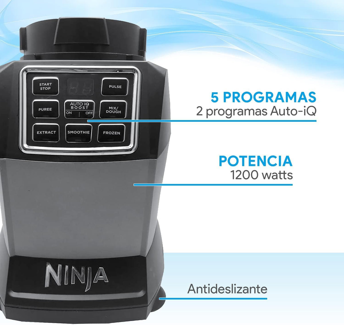 Ninja Licuadora profesional con procesador | BL493 | Auto-IQ | Smooth Boost | 1200w (Reacondicionado)