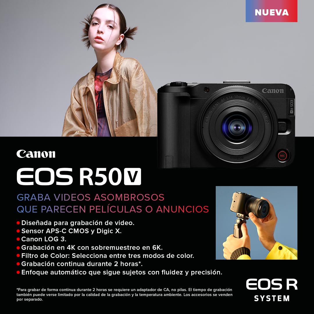 Canon Cámara EOS R50 V con RF-S14-30mm F4-6.3 IS STM