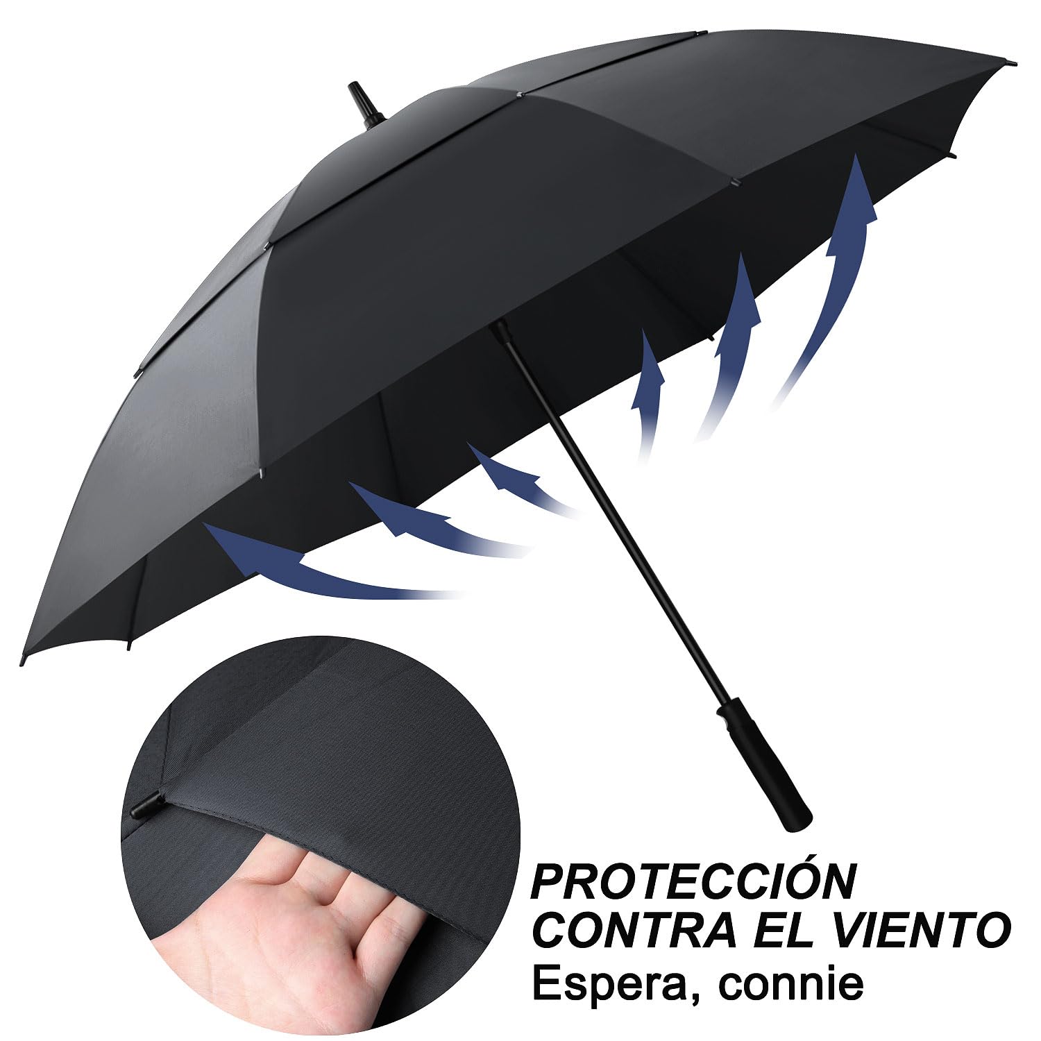 Paraguas de Golf Extra Grandes,Paraguas de Golf Pro-Line de Gran Tamaño con Doble Toldo Ventilado a Prueba de Viento Impermeable para Hombres y Mujeres (Negro)