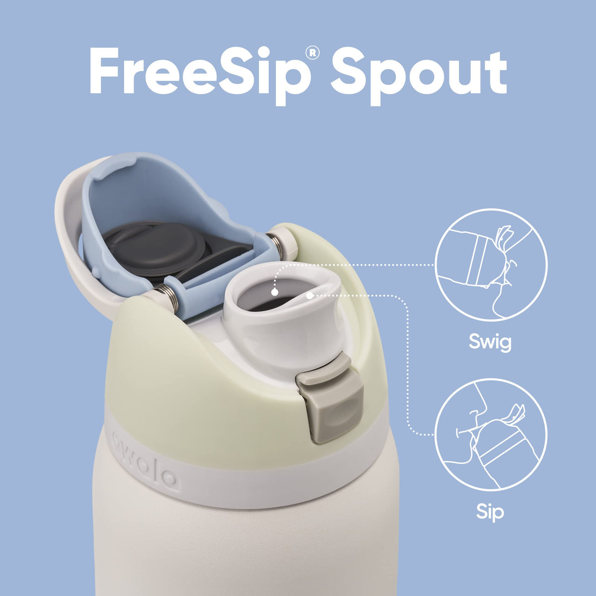 Owala Freesip Botella de agua de acero inoxidable con popote para deportes y viajes, libre de BPA, 24 oz, Iced Breeze