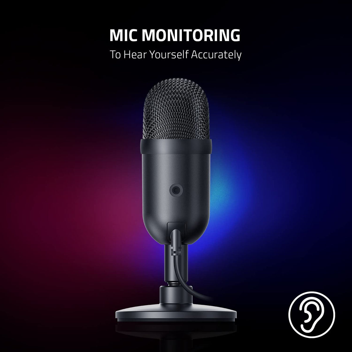 Razer Seiren V2 X Micrófono USB: Micrófono de condensador de 25 mm, patrón de recogida supercardioide, limitador analógico digital, botones de monitoreo, ganancia y silencio, amortiguador integrado (Reacondicionado)