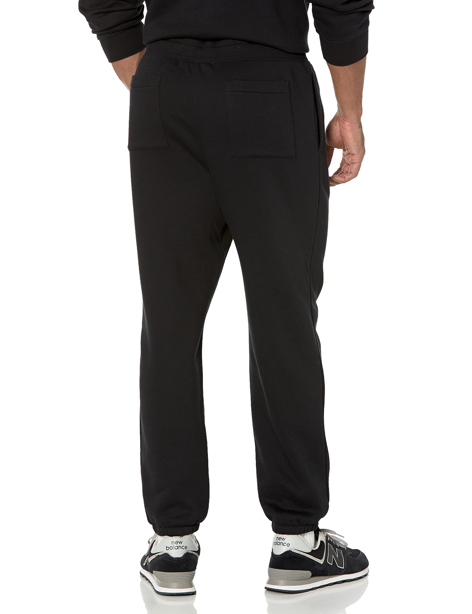 Amazon Essentials Men's Relaxed-Fit Closed-Bottom Sweatpants (Available in Big & Tall), Black, Medium