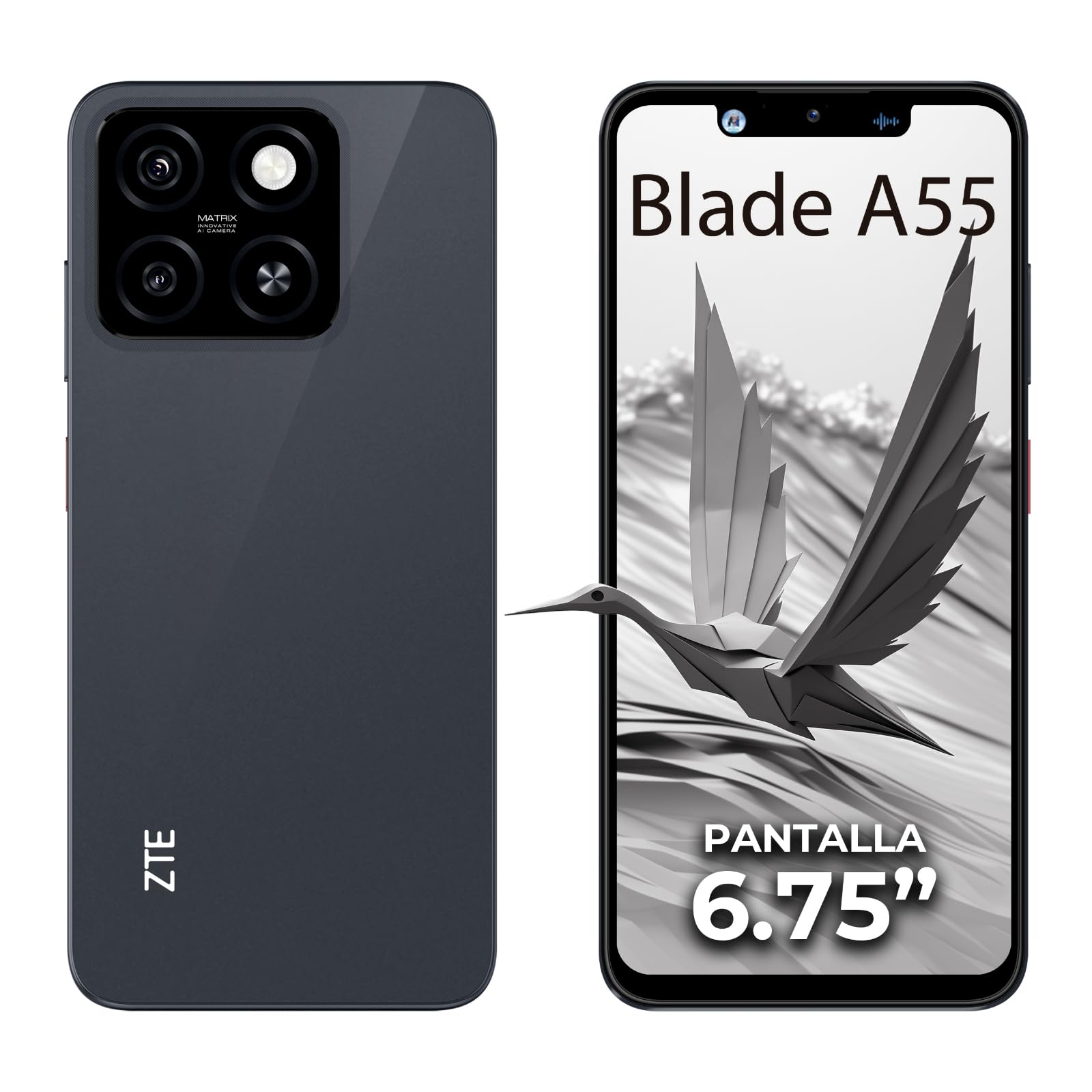 ZTE Blade A55 Smartphone 128GB + 4GB RAM Desbloqueado Negro