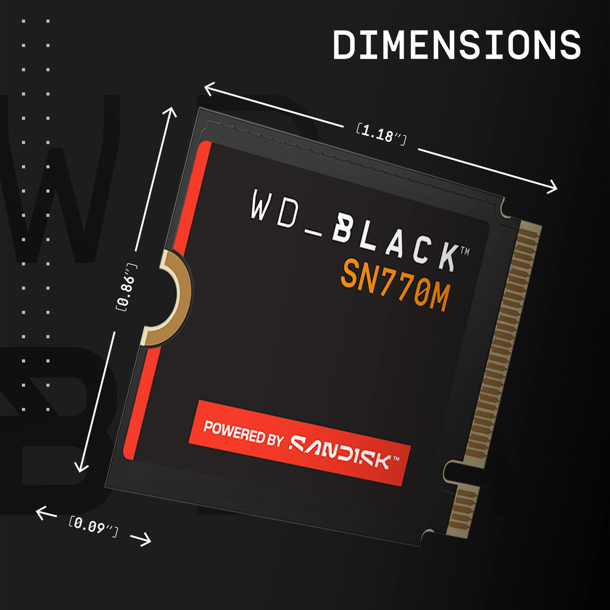 WD_Black 1TB SN770M M.2 2230 NVMe SSD para Dispositivos de Juegos de Mano, velocidades de hasta 5,150 MB/s, TLC 3D NAND, Ideal para Steam Deck y Microsoft Surface - WDBDNH0010BBK-WRSN
