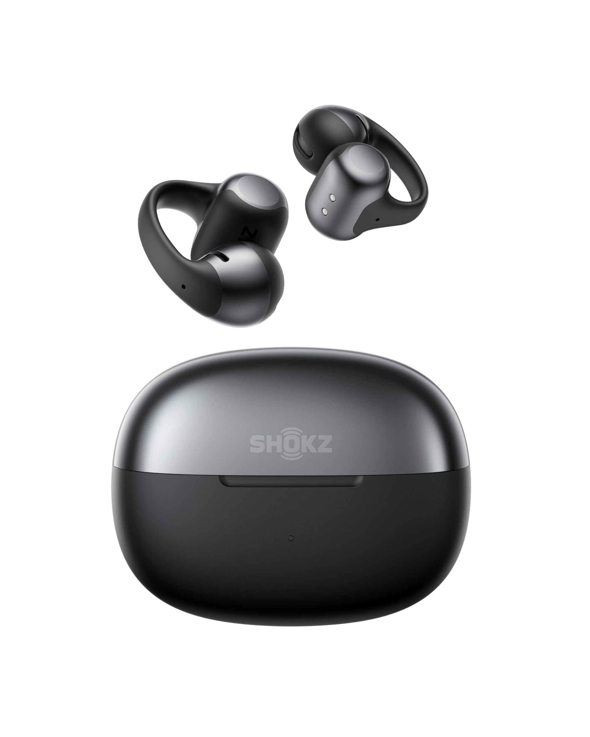 SHOKZ OpenDots ONE Auriculares Inalámbricos Bluetooth 5.4, Audifonos Deportivos Abiertos Clip, Dolby Audio Premium 6,5g, Open Ear, 40H de Batería, 4 Mics. Cancelación Ruido, con Paño de Limpieza,Negro