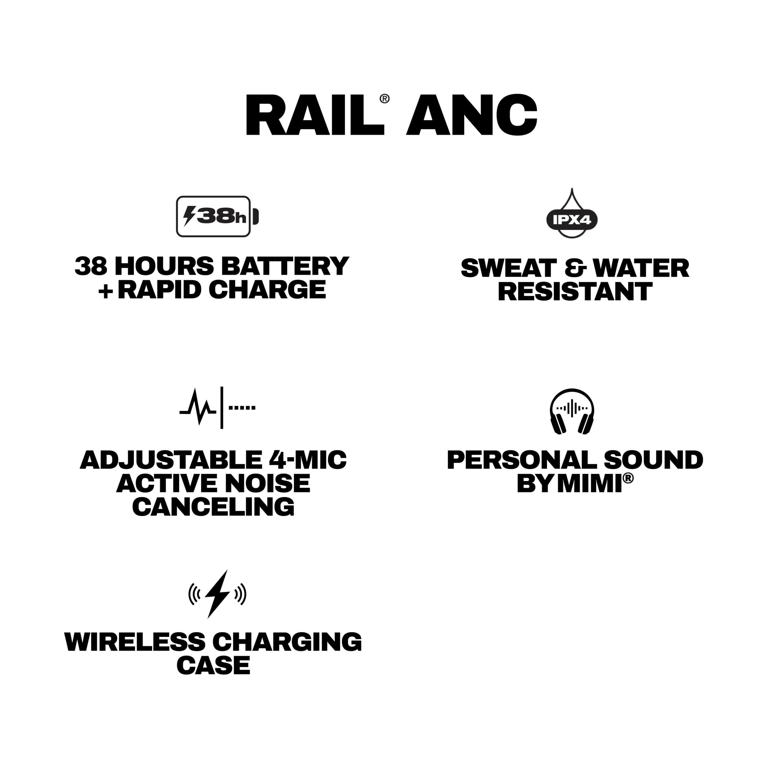 Skullcandy Rail ANC Active Noise Cancelling Wireless Earbuds - Bone/Orange