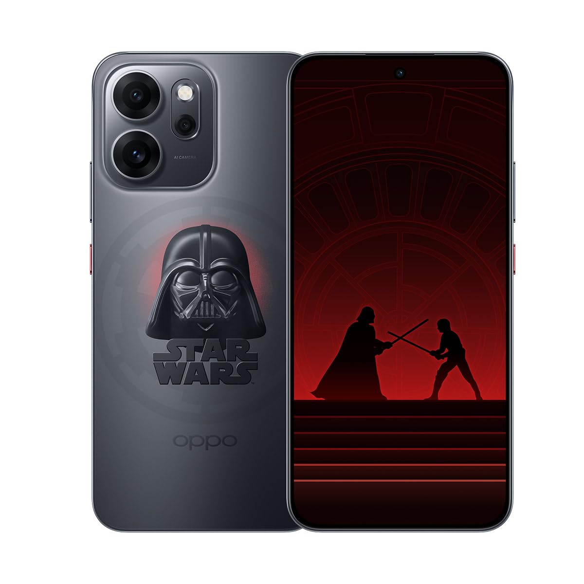 OPPO Reno14 F Edición Limitada Star Wars Lado Oscuro Dual SIM 256GB+12GB, Pantalla AMOLED 6.5" 1.5K 120Hz, Cámara 50MP, Editor IA, Video 4K, Resistente al Agua (IP69), Carga Rápida 45W