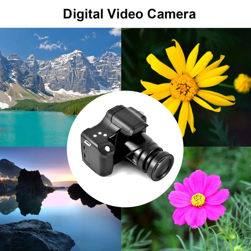 Tluokm Cámara de vídeo Digital, videocámara SLR, grabadora con 24 MP, 18X, Alta definición Digital, 1080 FHD, Pantalla