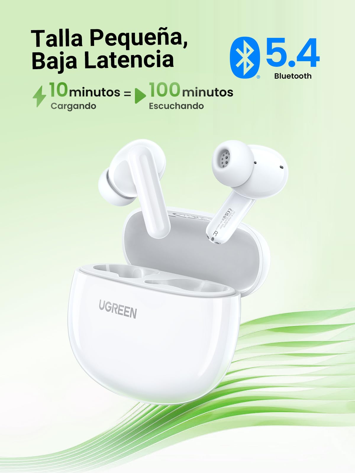 UGREEN Audífonos Inalámbricos Bluetooth 5.4, 12mm Diafragmas con ENC