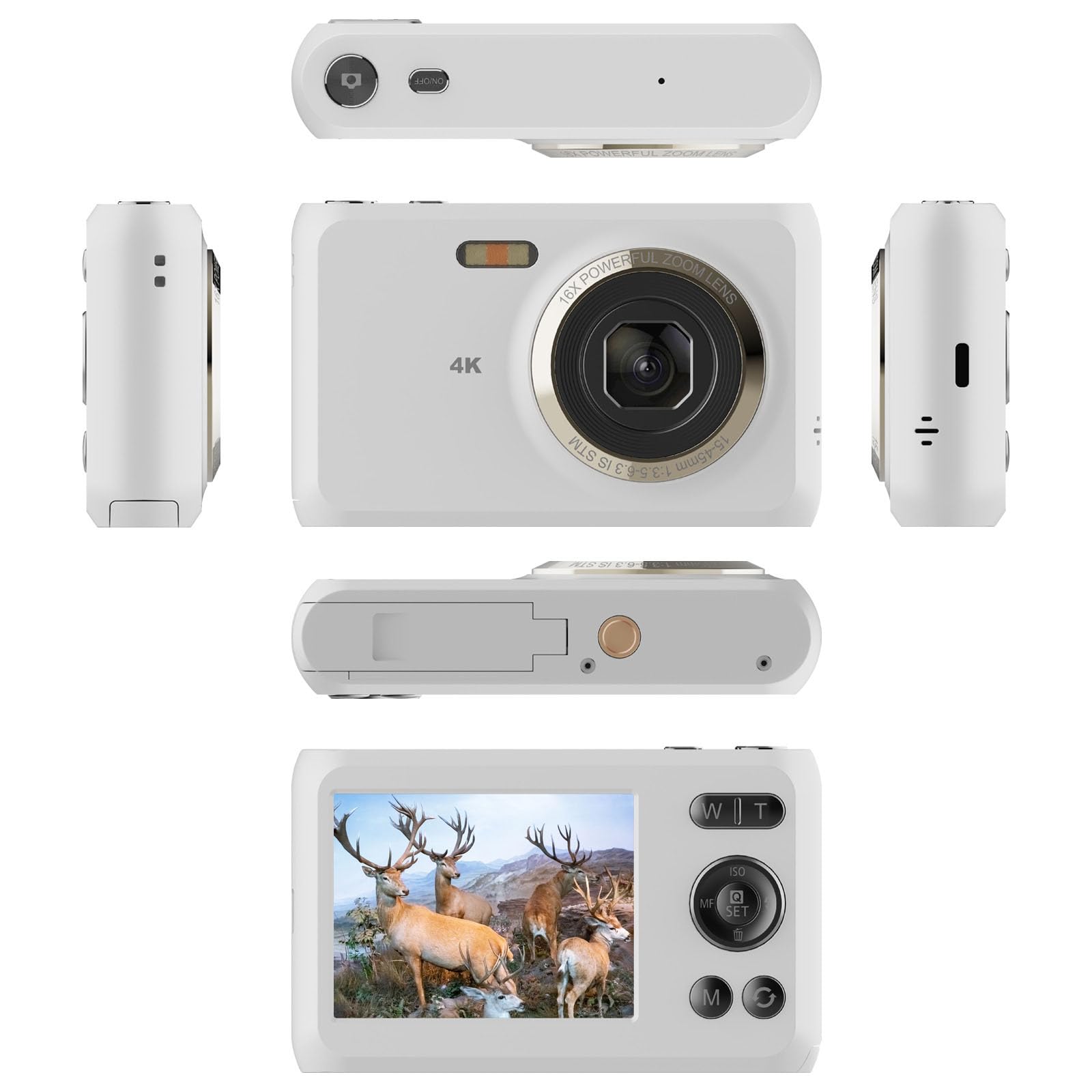 Cámara para niños de 48 MP, 16 x vídeo con estabilización de imagen de diseño ligero, para viajes al aire libre, eventos escolares, fotografía digital compacta