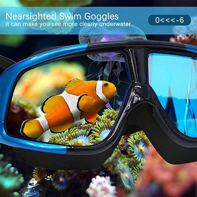 Autbye - Gafas de Natación, Goggles de Natación Anti Niebla UV, Anteojos de Natación Graduadas para Adultos Hombres Mujeres Jóvenes para Interiores y Exteriores
