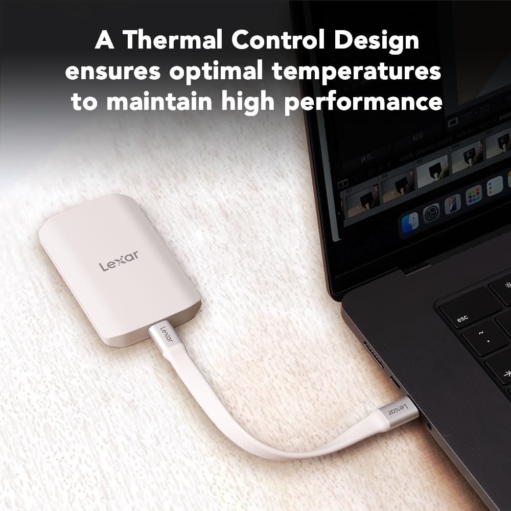 Lexar 1TB ES5 SSD Externo magnético, hasta 2000 MB/s, Compatible con MagSafe, Smartphones USB-C, iPhone 15/16 o Superior, PC, Mac, Compatible con Apple ProRes y Samsung Pro Video, Plateado