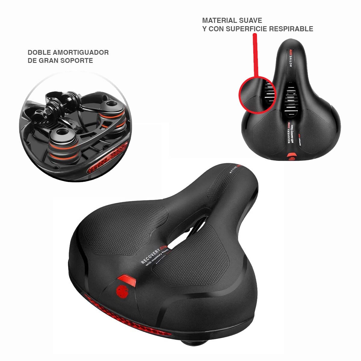 Raganet, Asiento de Bicicleta Comfort Sillín, Cojín Suave, Impermeable, Prostático y Compatible con Bicicletas De Montaña, Urbanas, Carreras y de Ejercicio, Unisex