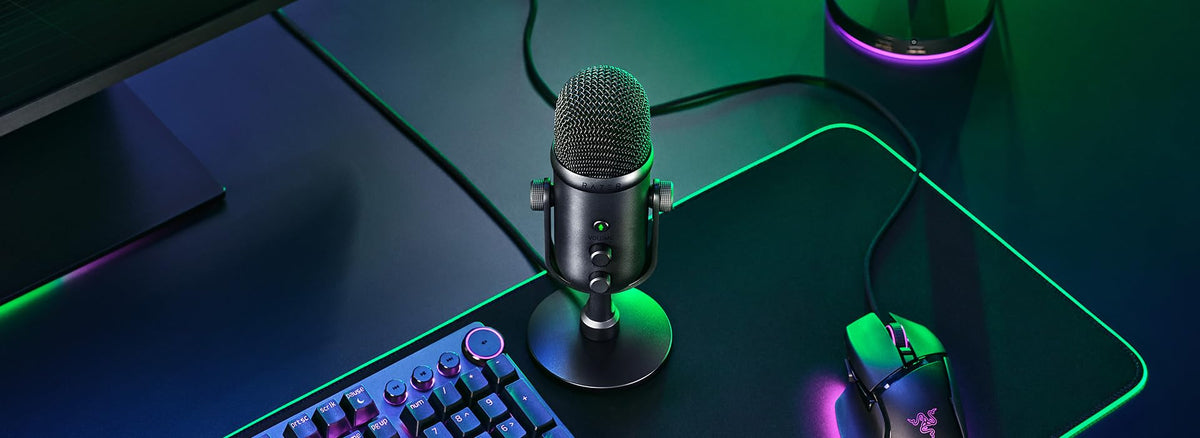 Razer -Microfono Gamer Seiren V2 Pro -Micrófono USB Reacondicionado - Microfono PC Gamer Dinámico con Frecuencia de 20000 Hz y 120 dB - Micrófono para podcast Ideal para Streaming y Grabación de Voz