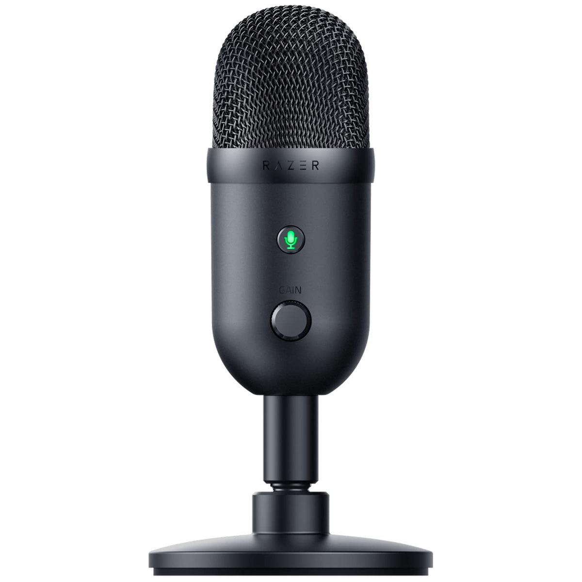 Razer Seiren V2 X Micrófono USB: Micrófono de condensador de 25 mm, patrón de recogida supercardioide, limitador analógico digital, botones de monitoreo, ganancia y silencio, amortiguador integrado (Reacondicionado)