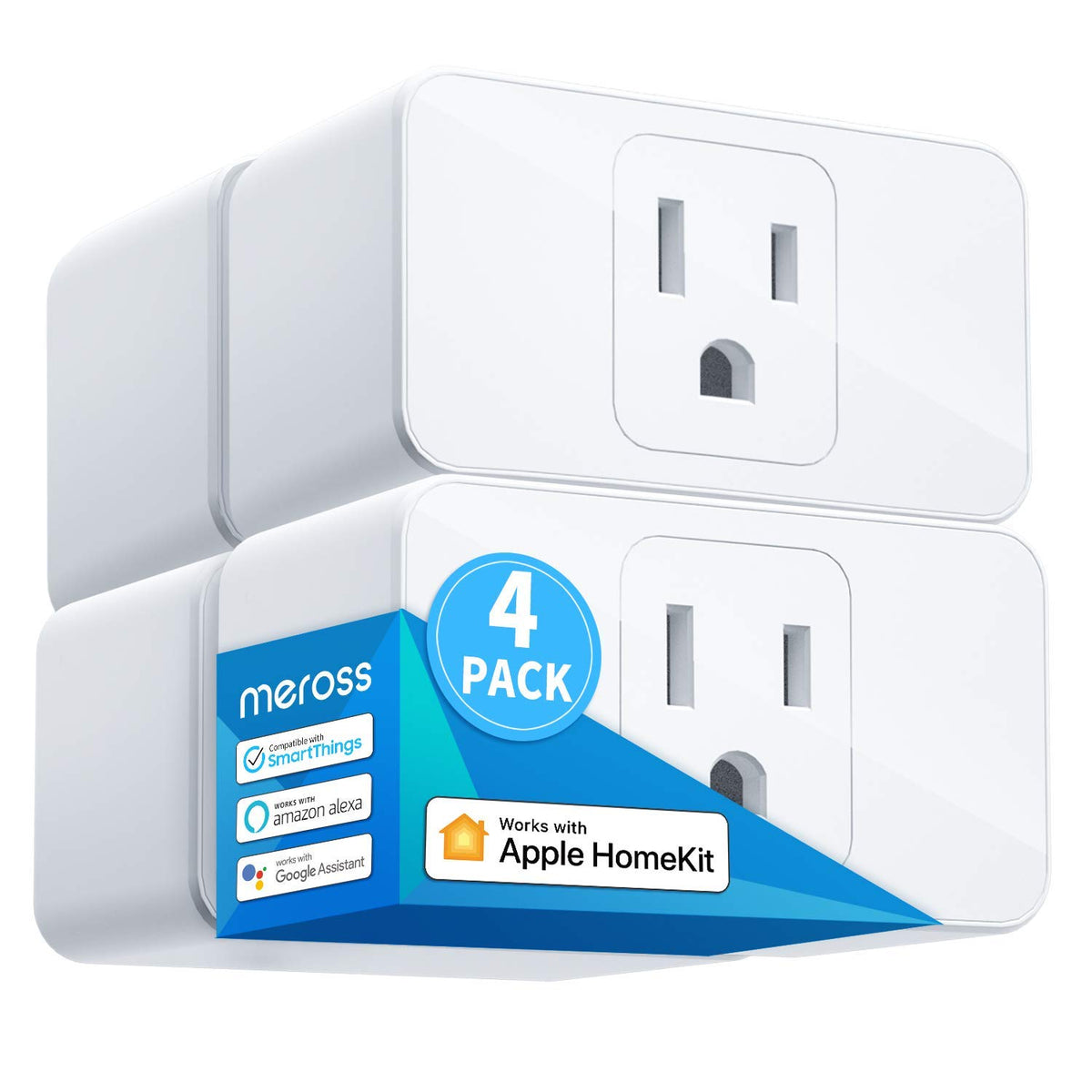 Meross Smart Plug Mini, 16A y WiFi fiable, compatible con Apple HomeKit, Siri, Alexa, Echo, Google Home, Nest Hub y SmartThings, Control de aplicaciones, Temporizador, no necesita concentrador