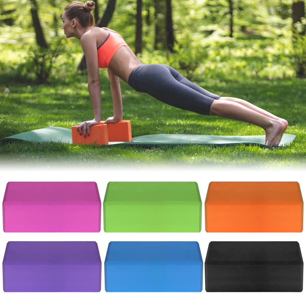 Tomshin 2 Bloques de Yoga EVA, 1 Correa de algodón para Yoga, Bloques de Estabilidad, Juego de Correas para Yoga, Pilates, meditación