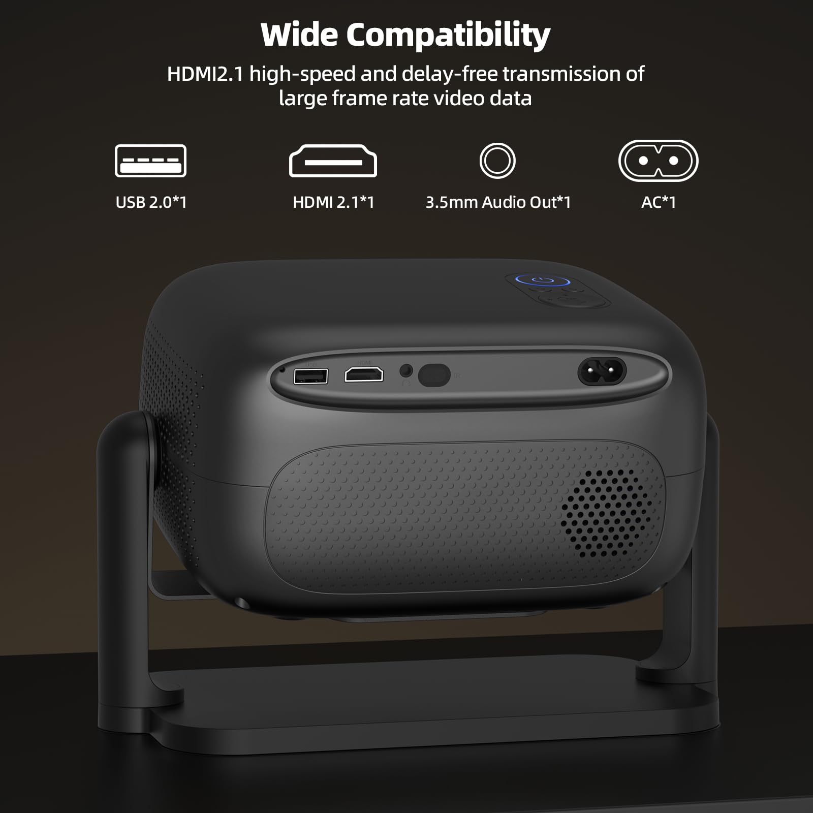 Bettdow Proyector Full HD 1080P con Licencia Oficial Netflix, Control por Voz AI, Altavoz Integrado, Compatible con PC Laptop TV Box PS4, Relación de Aspecto 16:9 – Ideal para Cine en Casa, Juegos