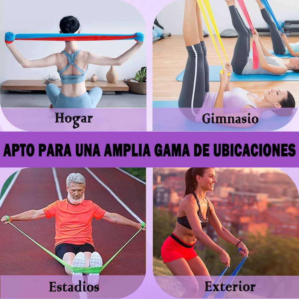 Meajax Bandas de Resistencia 5PCS, Ligas de Resistencia para Ejercicio, Banda Elástica Resistencia para Yoga, Pilates, Bandas Elásticas para Ejercicio, Entrenamiento en Hogar Gimnasio o Exteriores