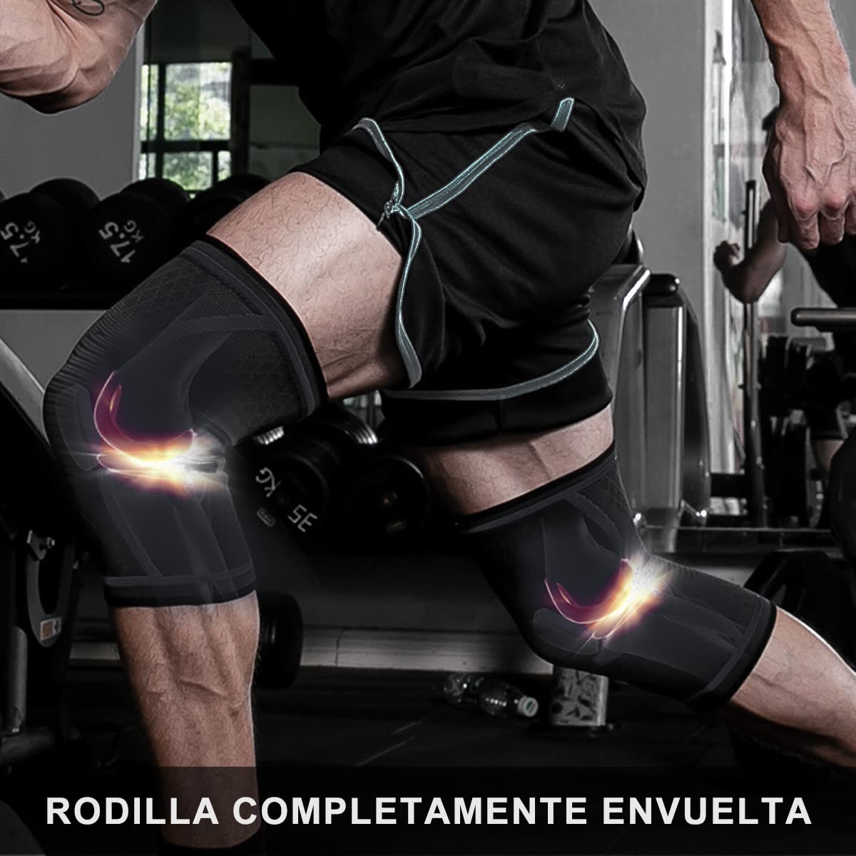 DQST - 1 Par de Rodilleras Deportivas, Rodilleras Elásticas Antideslizantes, Protege tus Rodillas，Adecuado para Voleibol, Baloncesto, GYM, Correr, Ciclismo de Montaña, Deportes Al Aire Libre, etc
