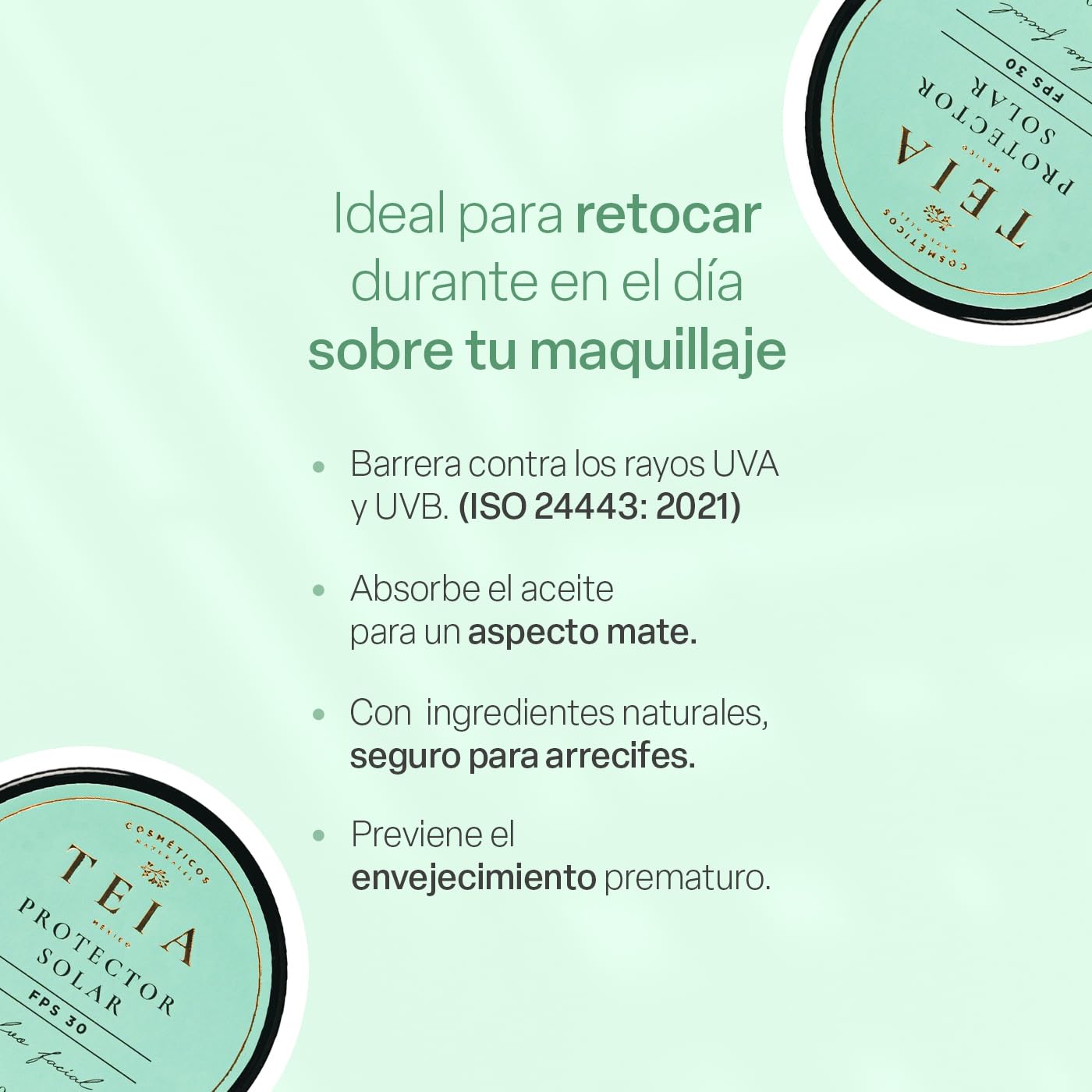 TEIA COSMETICOS Protector facial en polvo FPS30 matificante con color 100% mineral (Medio)