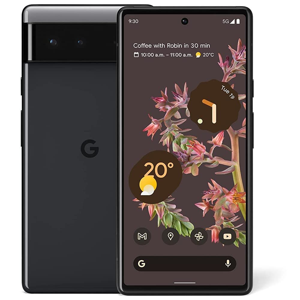 Google Pixel 6 5G - Teléfono Android, smartphone desbloqueado con lente ancho y ultraancho, 128 GB, color negro tormentoso (Stormy Black) (reacondicionado)