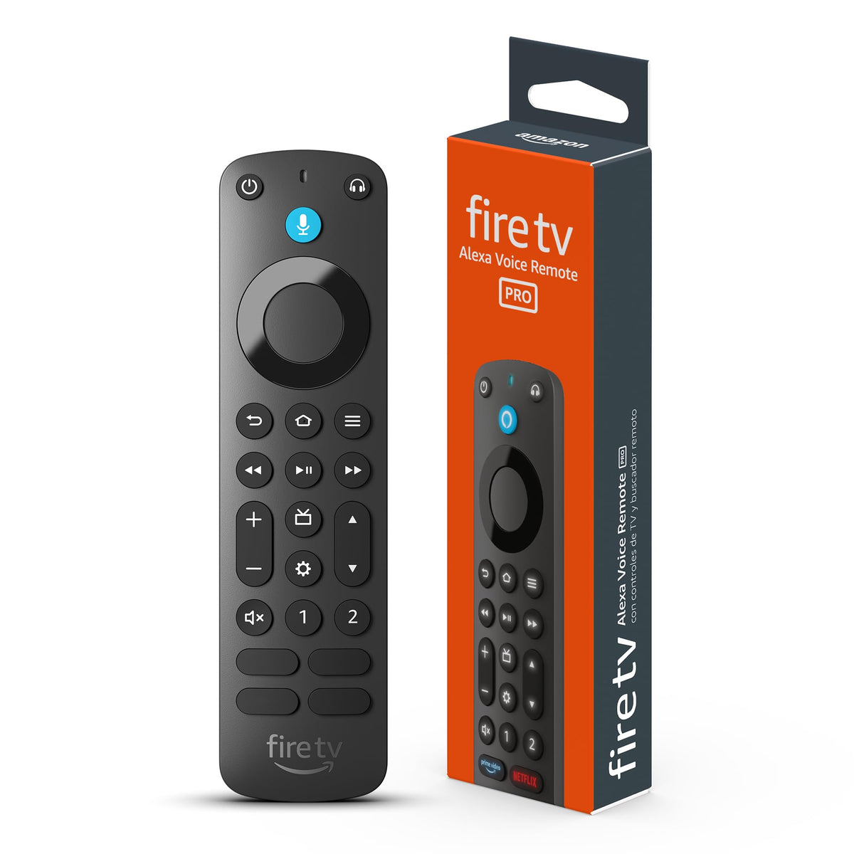 Control remoto por voz Alexa Pro de Fire TV (útimo modelo), incluye buscador de control remoto, controles de TV, botones retroiluminados, requiere un dispositivo compatible Amazon Fire TV