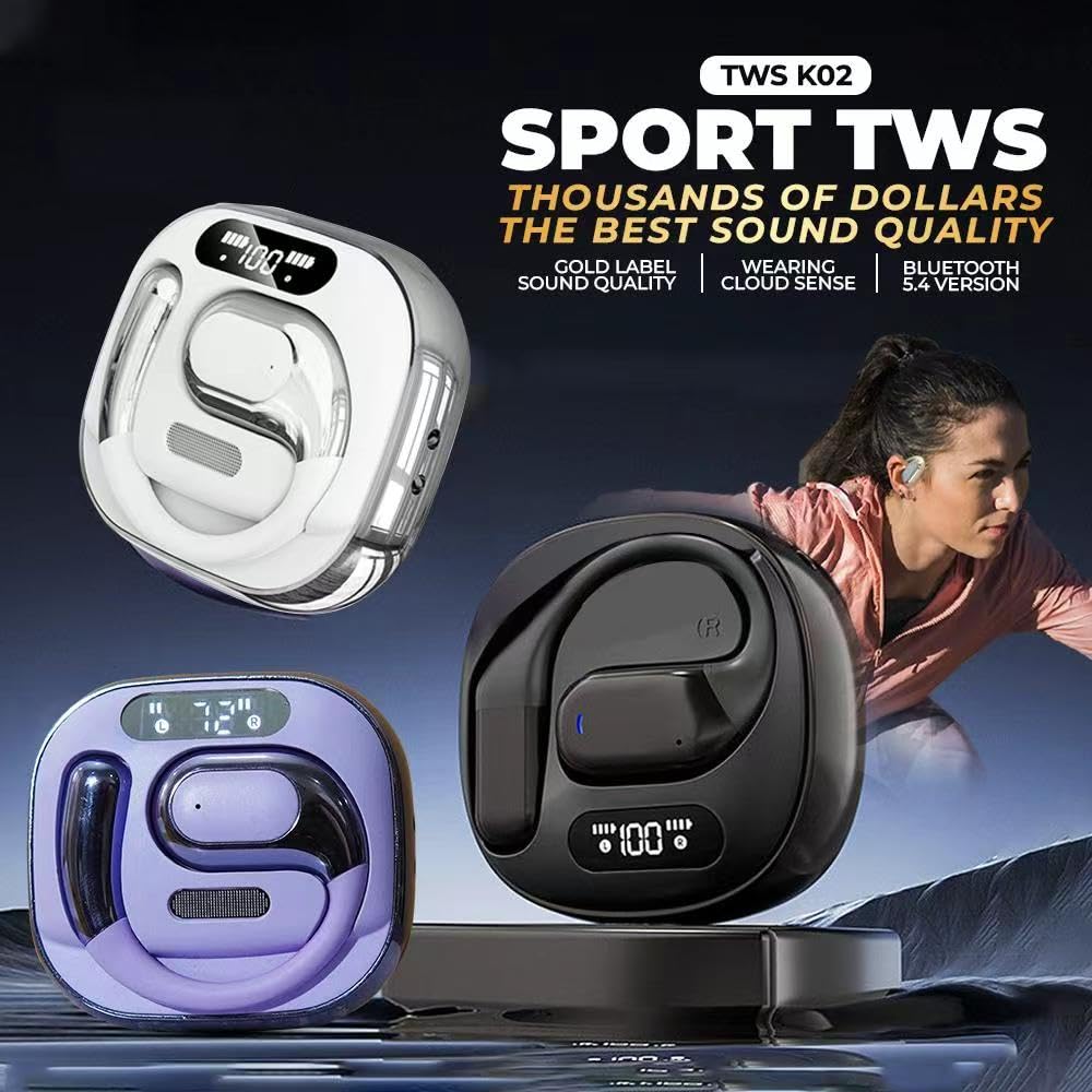Audífonos Inalámbricos Bluetooth 5.4 Open Ear, Auriculares Traducción 144 Idiomas, Sin Dolor de Oído, Llamadas HD Cero Retardo, Pantalla LED, Sonido HiFi 360°, para Deporte Ejercicio