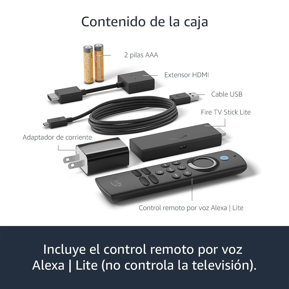 Amazon Fire TV Stick Lite con la más reciente generación control remoto por voz Alexa | Lite (no controla la televisión), dispositivo de streaming en HD