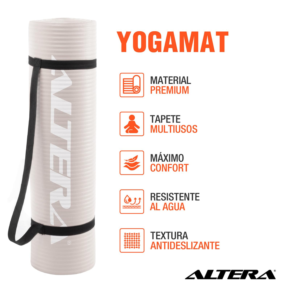 Tapete de Yoga y Pilates Fitness con Correa, Esterilla de Pilates, Pilates Fitness con Correa Transportadora, Antideslizante y Resistente al agua, Ideal para Gimnasio, Ejercicio en Casa, Deporte, Colchoneta, Gimnasia. (Arena)