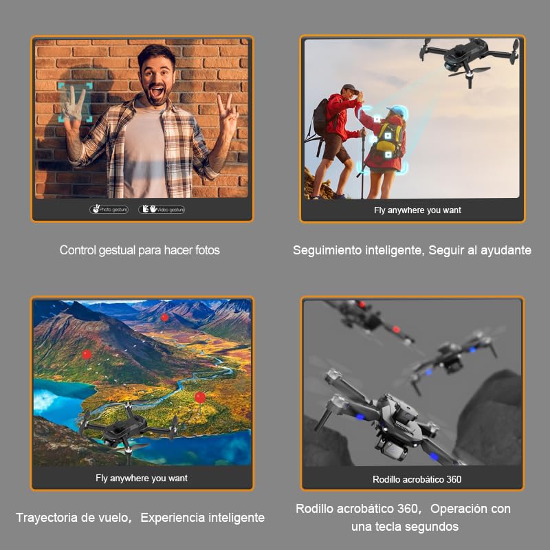 AXNEN Mini Drones con cámara 4K Dual,Dron Plegable con Motor con Escobillas, Vuelo por Puntos de Referencia, Auto-Seguimiento, Giro 3D, Inicio con una Tecla, 3 Velocidades, 2 Baterías,Mini Dron Juguetes Regalo para Principiantes Adolescentes.