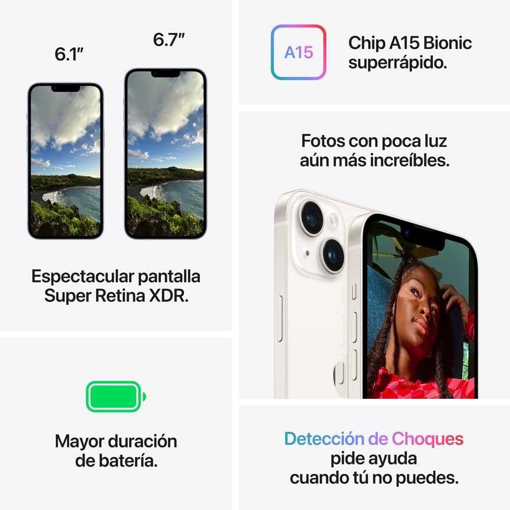 Apple iPhone 14 128GB Azul Desbloqueado (Reacondicionado) Esim