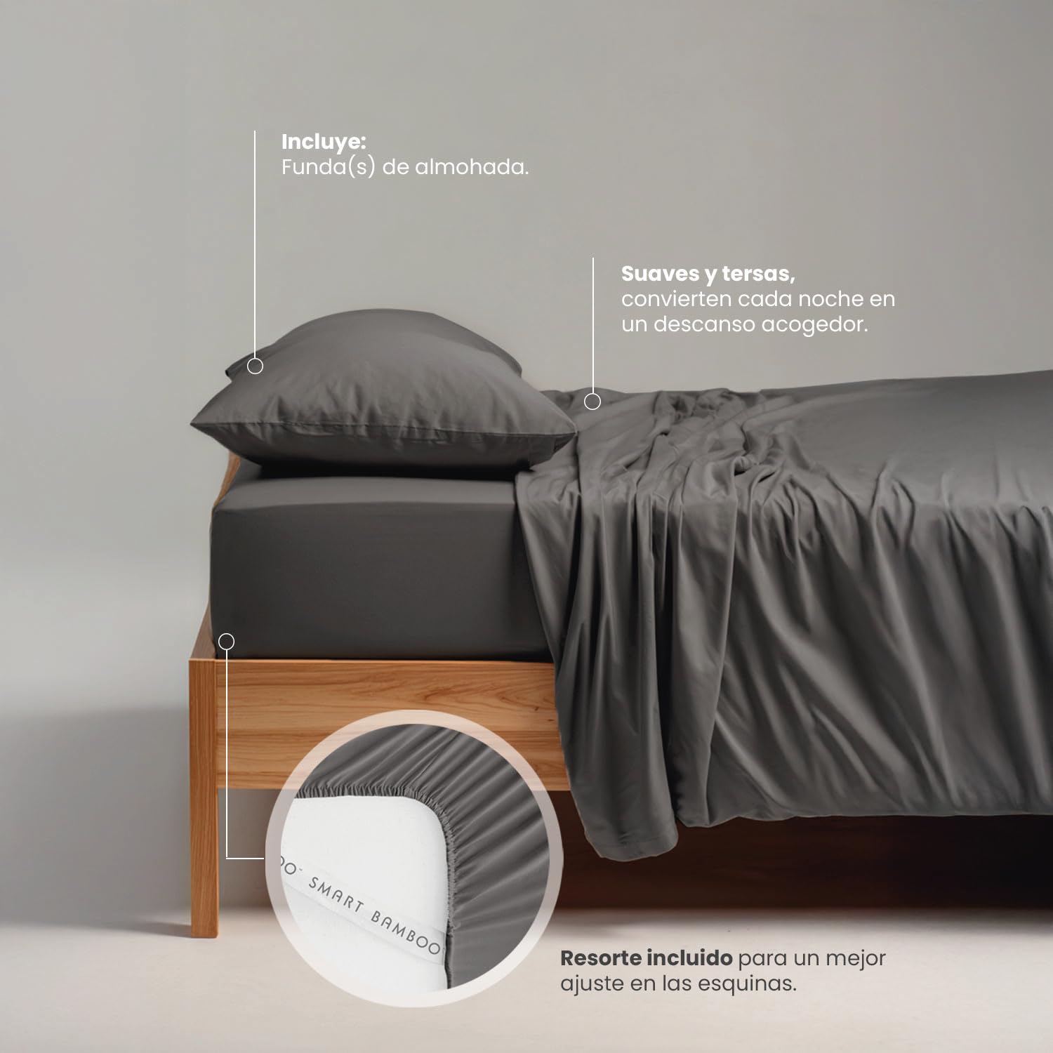 Smart Bamboo: Juego de Sábanas 100% Microfibra con Doble Cepillado para una Mayor Suavidad / 1800 Hilos de Alta Calidad/Ligera y Súper Suave de Fácil Cuidado (Oxford, King Size)
