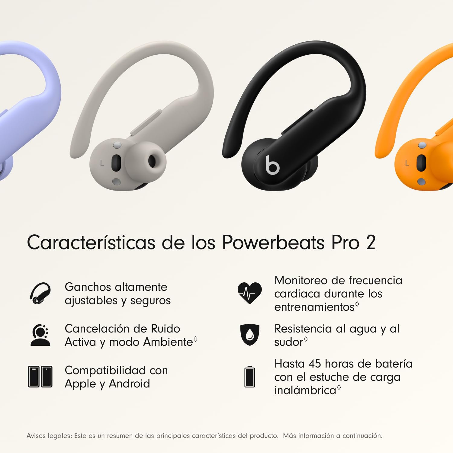 Beats Powerbeats Pro 2 Bluetooth Audífonos inalámbricos- cancelación de Ruido, IPX4, hasta 45 Horas de batería con el Estuche de Carga, compatibles con Apple y Android - Negro Azabache