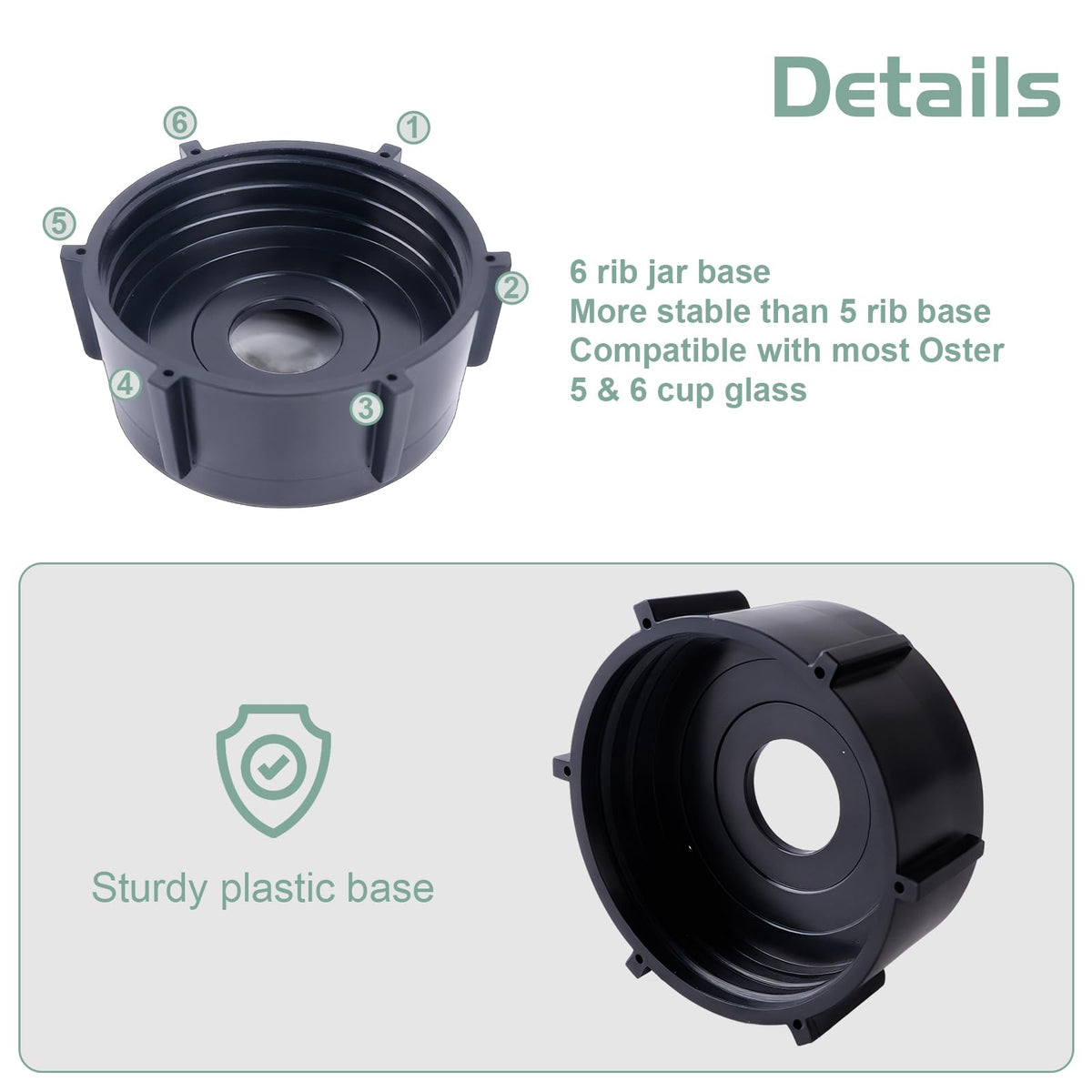 4 piezas de repuesto para licuadora, hoja de hielo con tapa de base de tarro y junta de goma, sello de junta tórica compatible con accesorios de licuadora Oster y Osterizer, kit de actualización