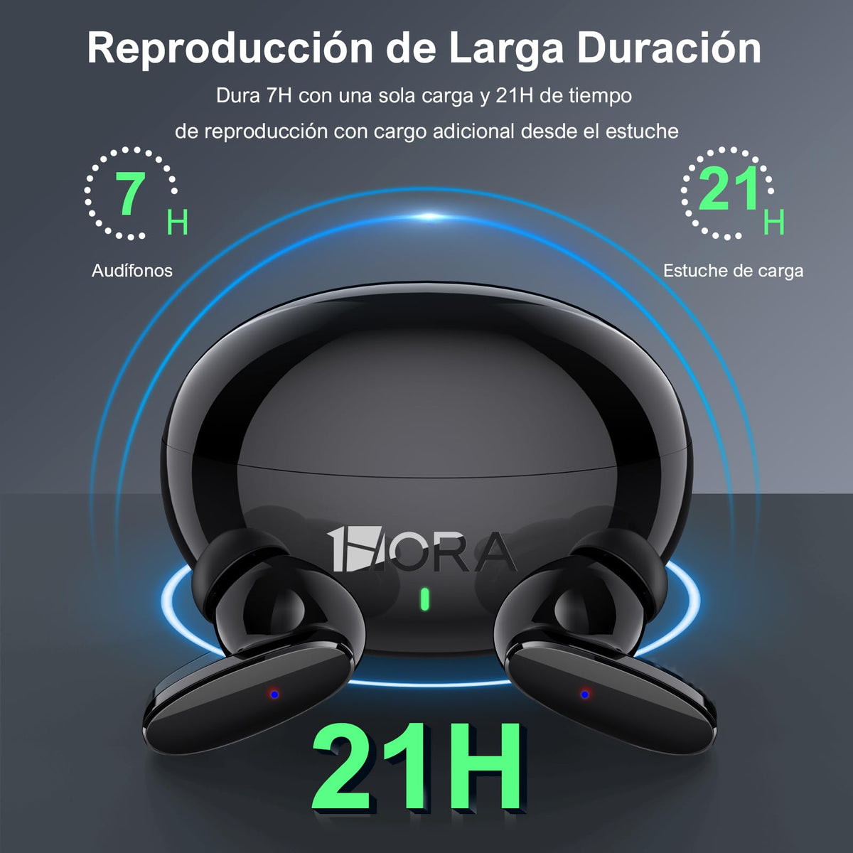 1 Hora Audífonos Inalámbricos Bluetooth 6.0 con Estuche de Carga