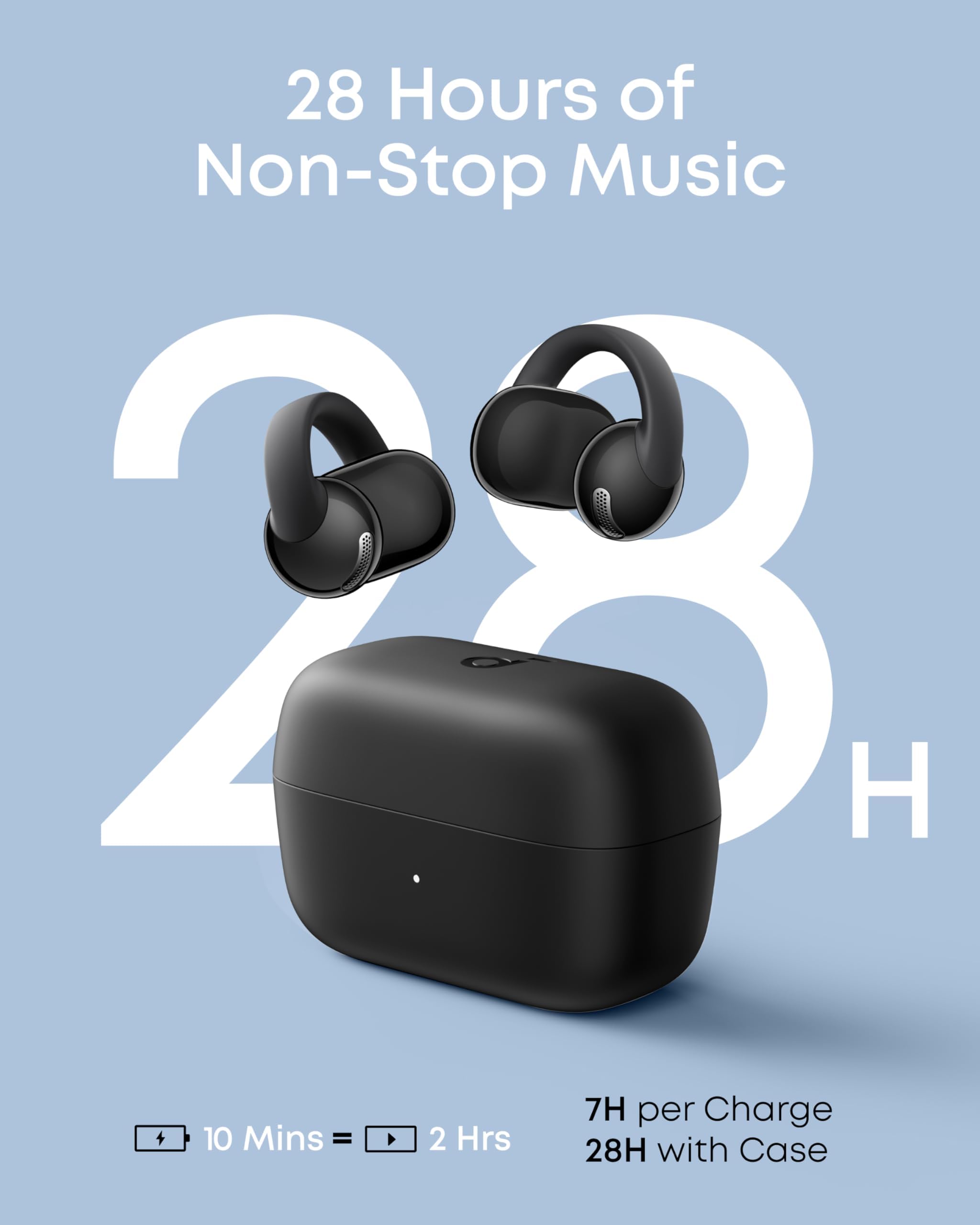 Soundcore by Anker C50i Audífonos de Oído Abierto, Hi-Res LDAC, diseño FlexiClip, hasta 28h, Drivers de 12mm, Menor Fuga de Sonido, Audífonos con Traducción, Llamadas nítidas IA