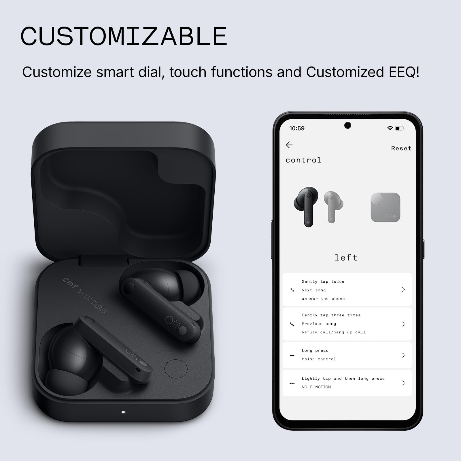CMF Buds Pro 2 - Auriculares inalámbricos con Esfera Inteligente, 50 dB híbridos con cancelación de Ruido, inalámbricos Bluetooth 5.3, Graves de 11 mm con LDAC, 6 micrófonos de Audio de Alta