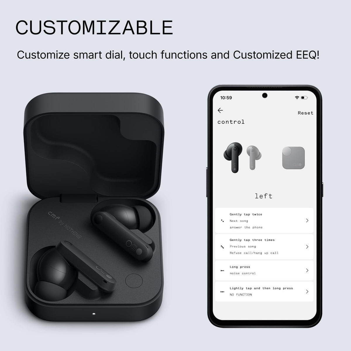 CMF Buds Pro 2 - Auriculares inalámbricos con Esfera Inteligente, 50 dB híbridos con cancelación de Ruido, inalámbricos Bluetooth 5.3, Graves de 11 mm con LDAC, 6 micrófonos de Audio de Alta
