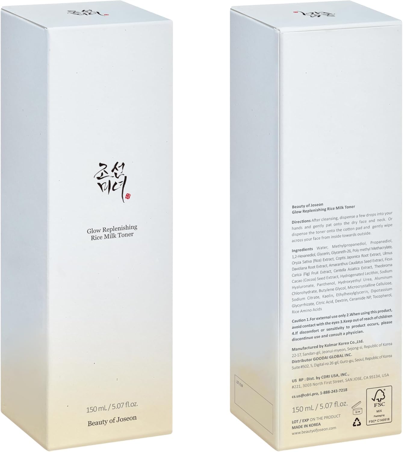BEAUTY OF JOSEON Rice Milk Toner tónico facial - hidratante K-Beauty para poros y control de brillo, textura lechosa para piel mixta y grasa - 150 ml